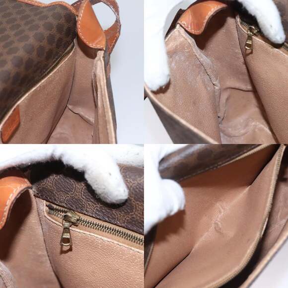 CELINE Macadam Canvas Shoulder Bag Pvc Leather Brown - Picture 12 of 13